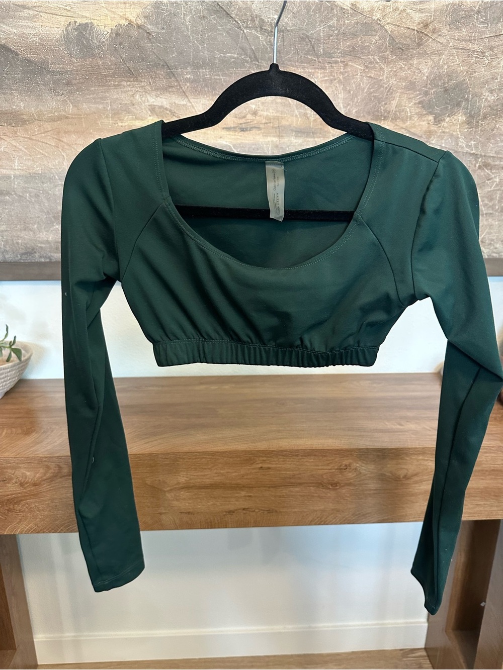 Outdoor Voices Forest Green Long Sleeve Cropped Scoop Top